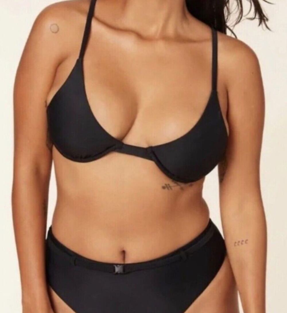 ANDIE SWIM Women's The Sicily Bikini Top Small Black Underwired Swim NWT